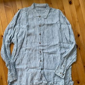 Tommy Bahama Blue & White Striped Linen Shirt 2XL